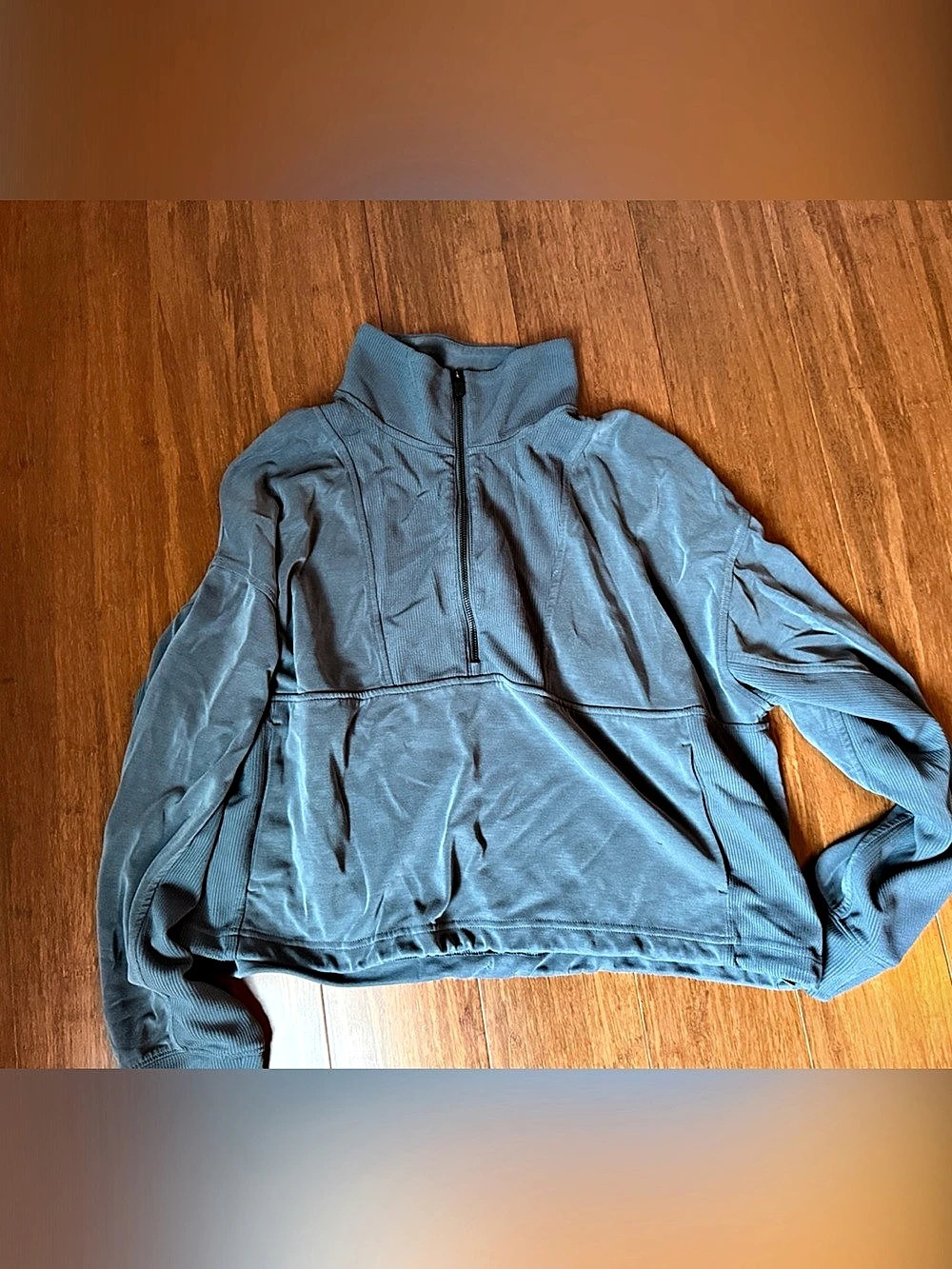 Athleta Seasoft Rib 1/4 Zip Popover Blue XL